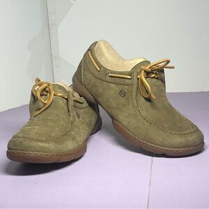 Born Naturals 9 1/2 Men's Lace Up Loafer Outdoor Sole Shoes Olive Green Brown